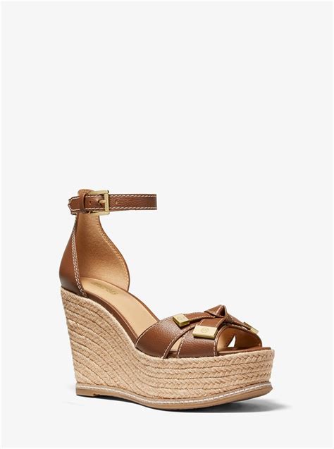 michael michael kors ripley leather wedge sandal|Michael Kors platform wedge sandals.